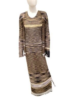 Vintage Carol Horn Set Women’s Size M (L On The Tag) Knit Cardigan+Long Dress